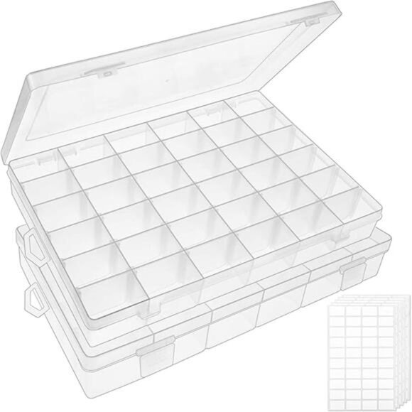 2pack 36 Grids Clear Plastic Organizer Box Container Jewelry Dividers women - Picture 12 of 14